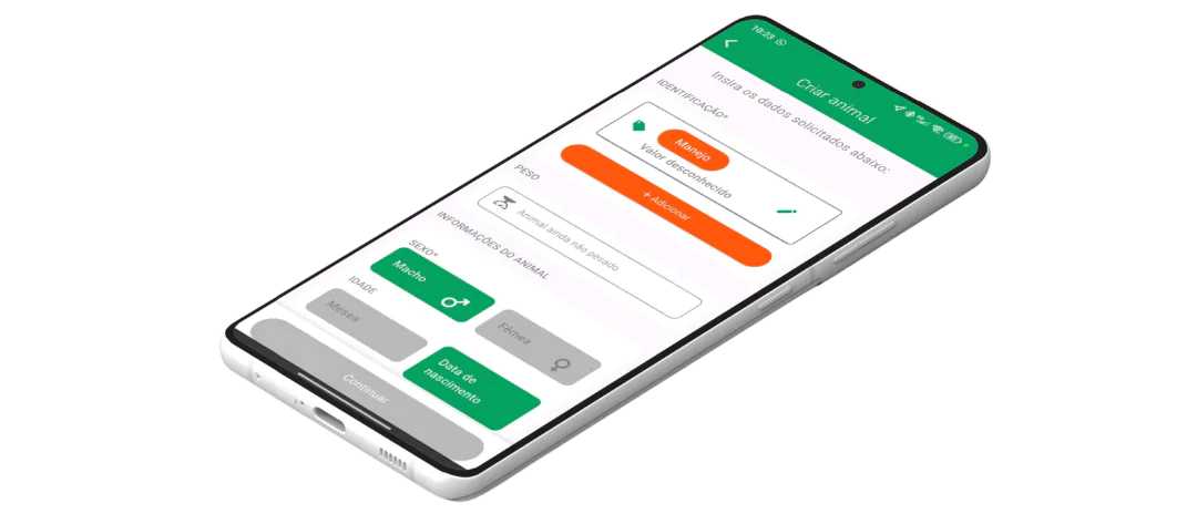 App JetBov de Curral: tela de cadastro de animal