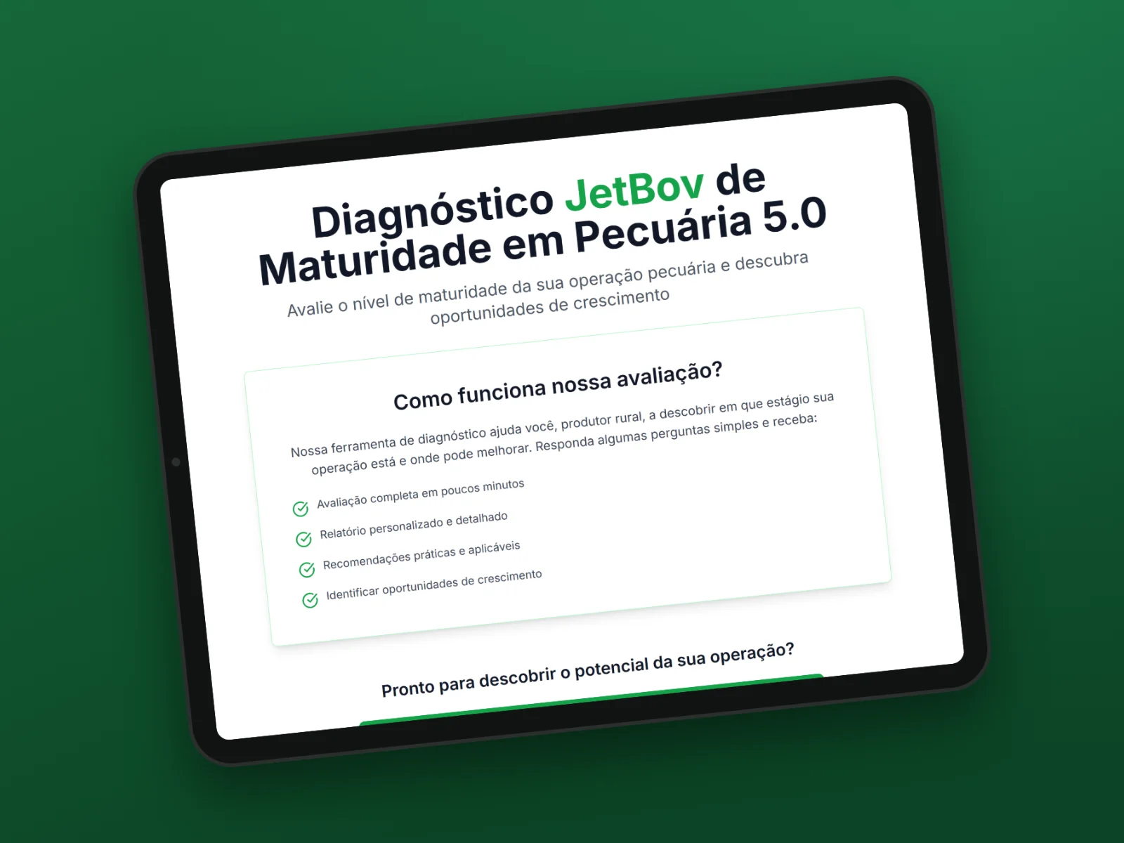 Ferramenta online: Diagnóstico JetBov de Maturidade em Pecuária 5.0